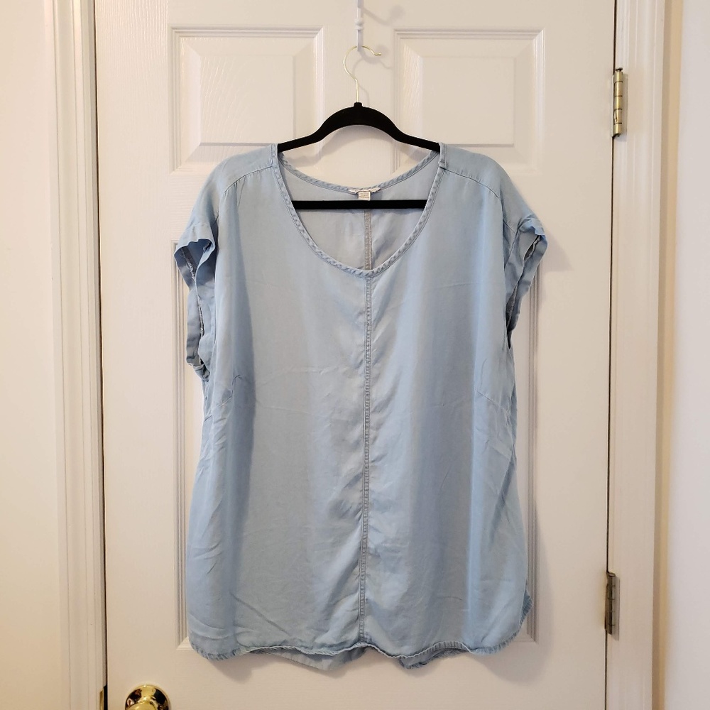 EUC Cato Denim Knit Short-Sleeve Top